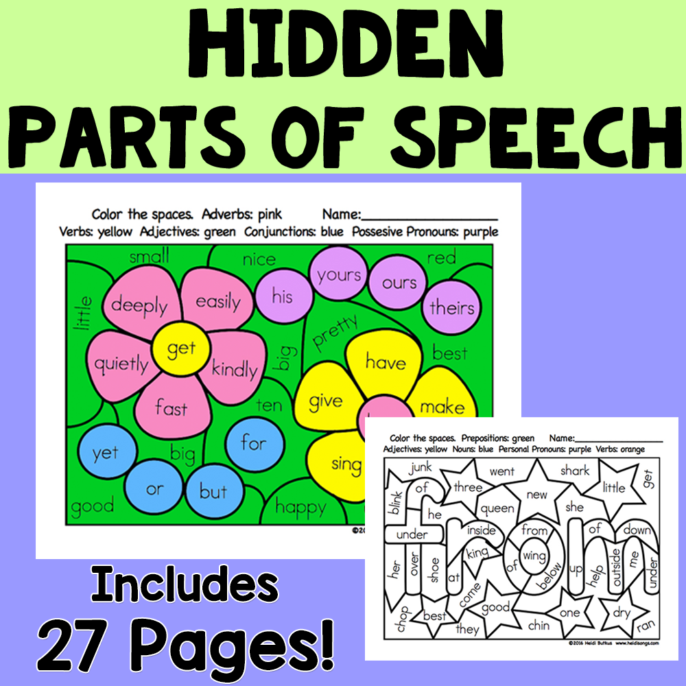 Hidden Parts of Speech Worksheets