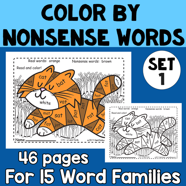 CVC Color by Nonsense Word Worksheets - Set 1