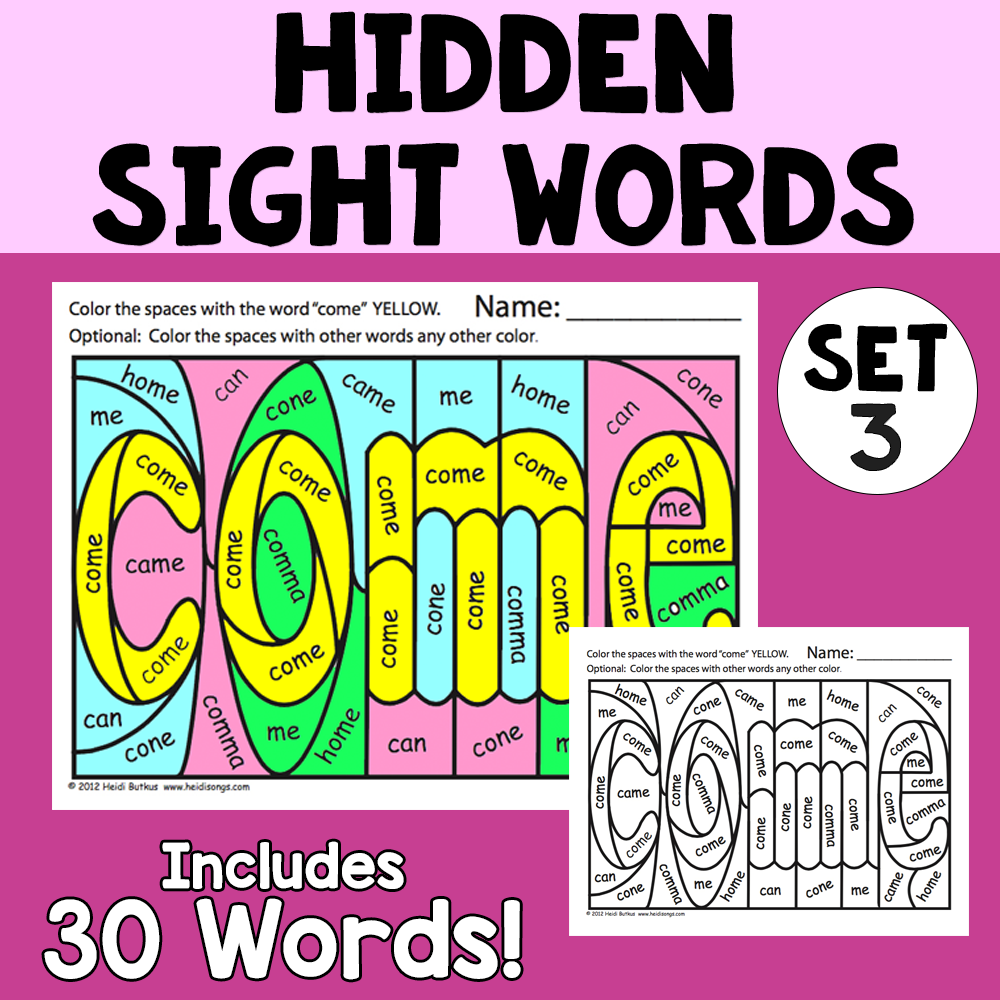 Sight Words 3 - Hidden Sight Word Worksheets