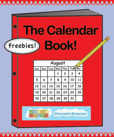 Front cover of The Calendar Book showing headline The Calendar Book, an August calendar, pencil, and Freebies bubble