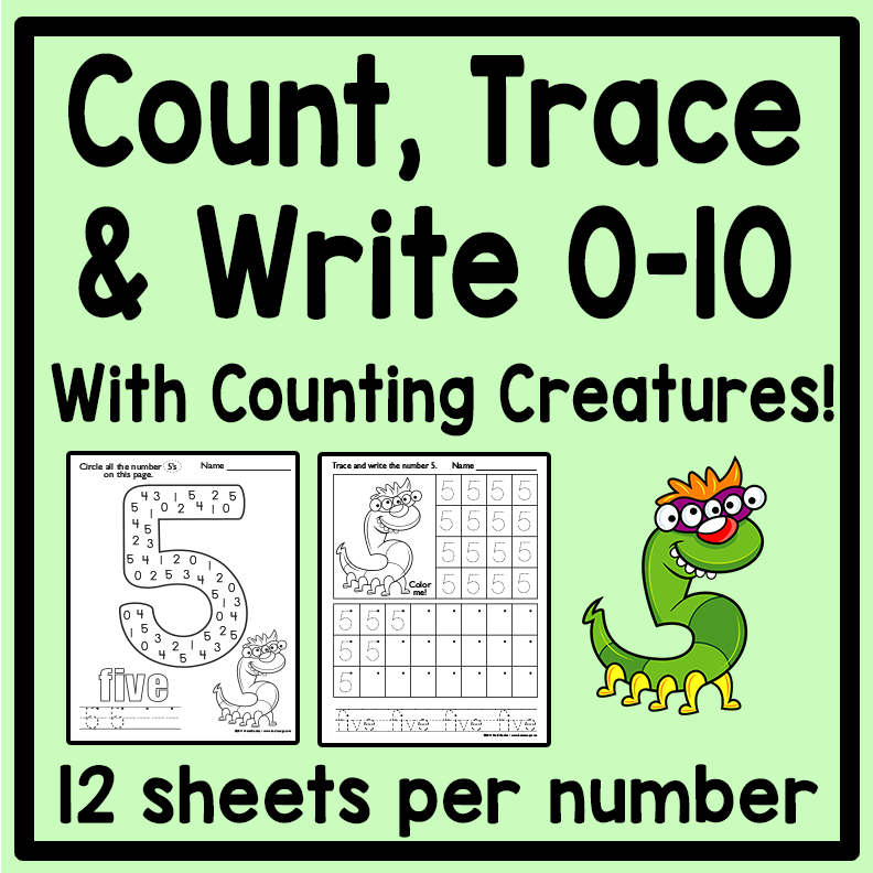 Counting Creatures Worksheets for Numbers 1-10