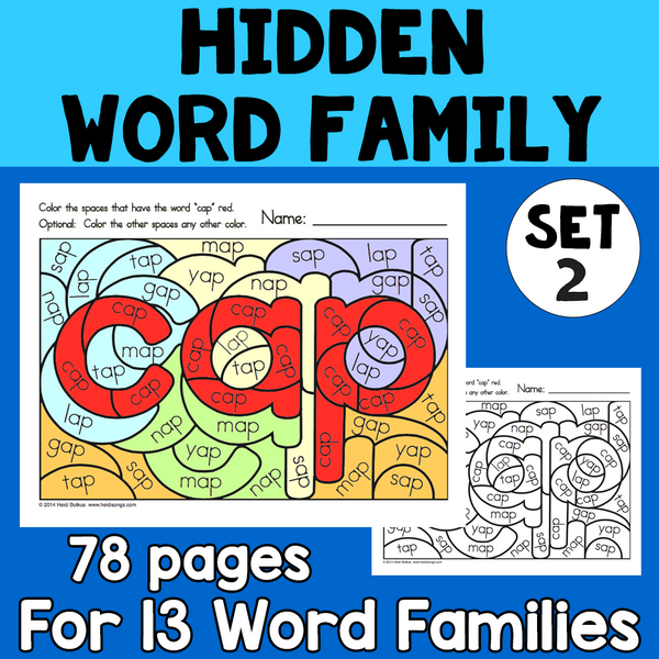 CVC Hidden Word Families Worksheets - Set 2