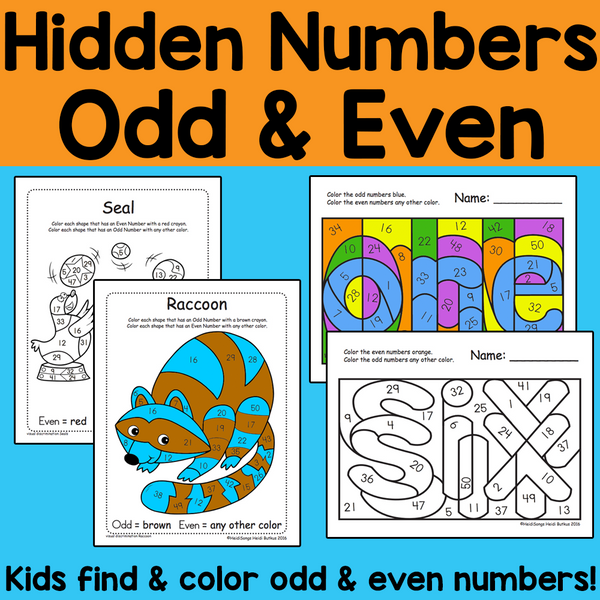 Hidden Numbers: Odd & Even Worksheets