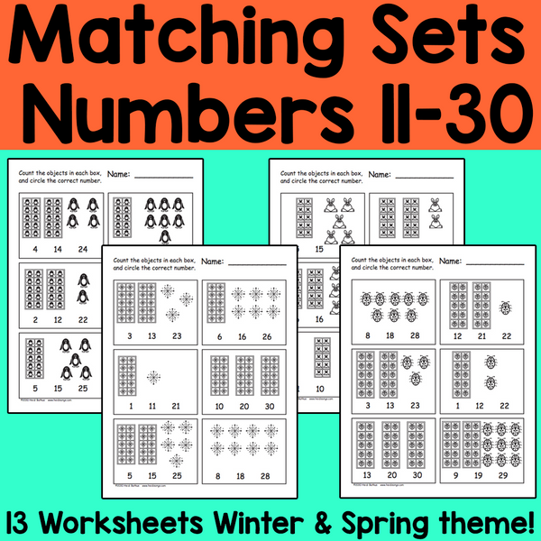 Matching Numbers Worksheets 11-30