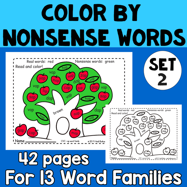 CVC Color by Nonsense Word Worksheets - Set 2