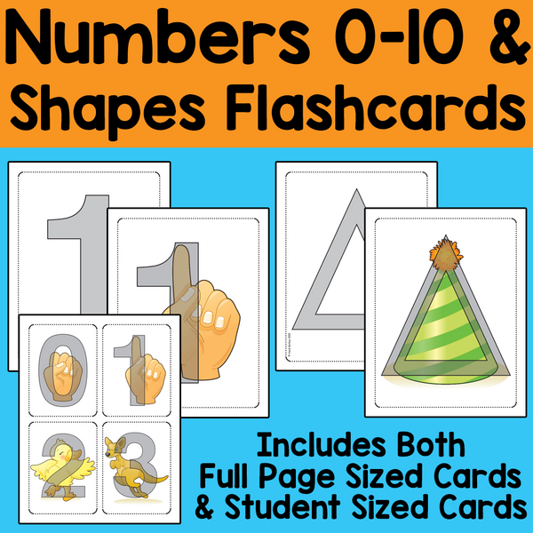 Numbers 0-10 & 9 Basic Shapes Flashcards