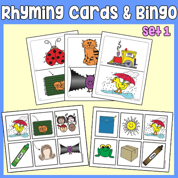 Rhyming Cards Activity & Bingo Game - Set 1 & 2