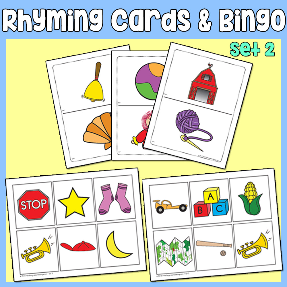 Rhyming Cards Activity & Bingo Game - Set 1 & 2