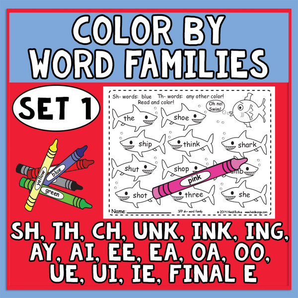 Color by Word Family Worksheets - Phonics Set 1