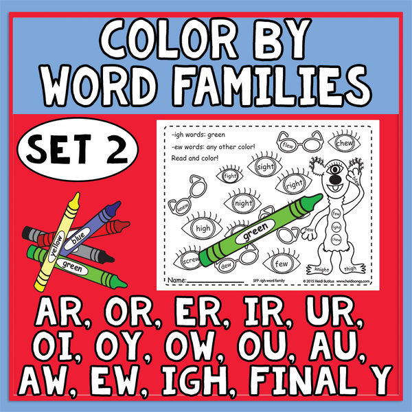 Color by Word Family Worksheets - Phonics Set 2