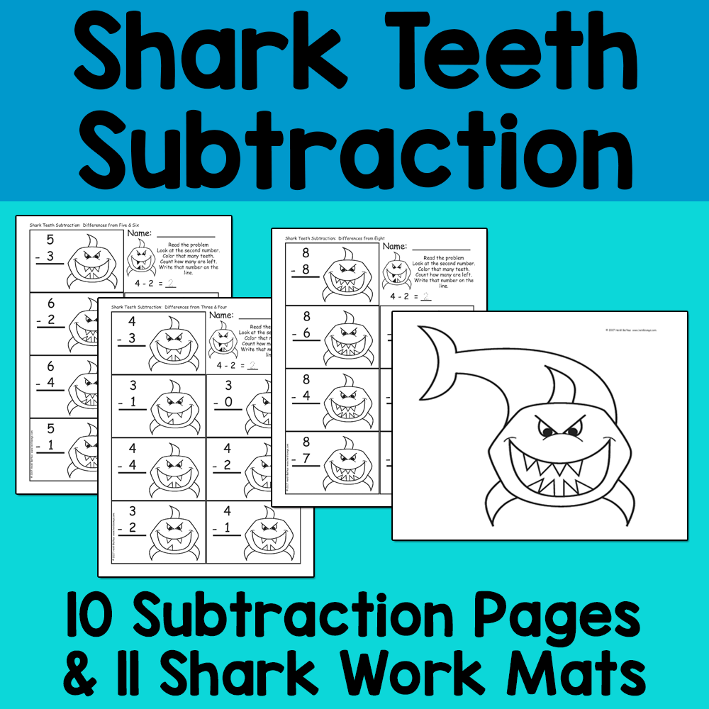 Shark Teeth Subtraction Activity & Worksheets