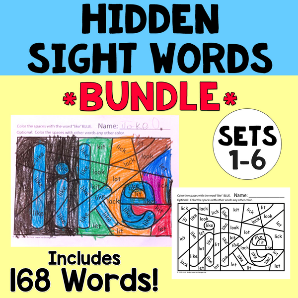 Sight Words 1-6 - Hidden Sight Word Worksheets Bundle