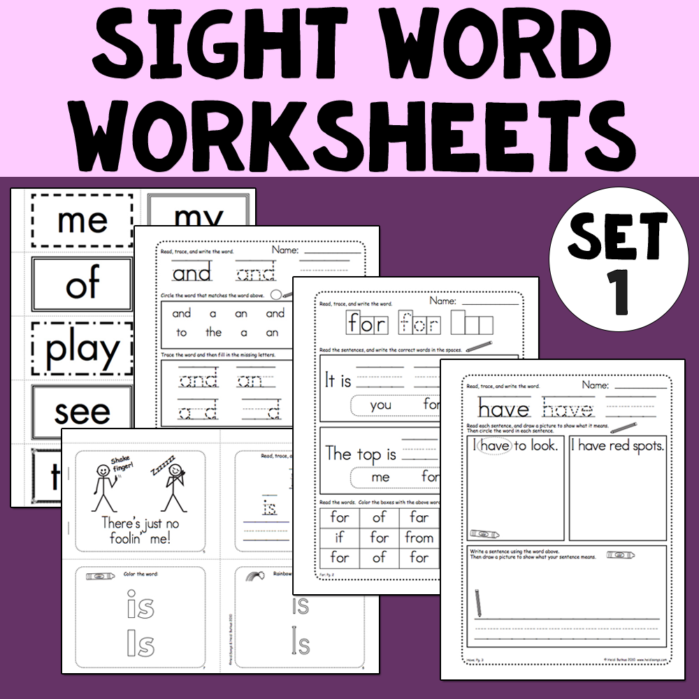 Sight Words 1 - Worksheets, Mini-Songbooks, and Flashcards