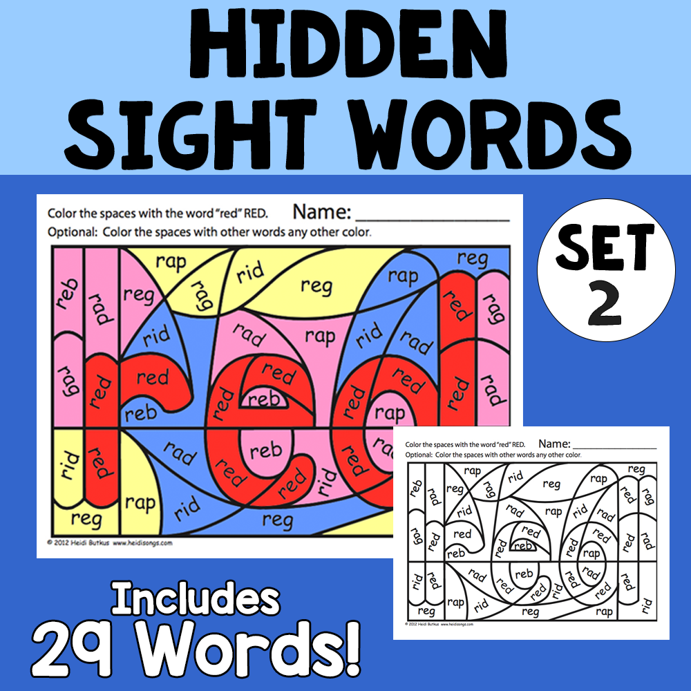 Sight Words 2 - Hidden Sight Word Worksheets - HeidiSongs | Heidi Songs for Free Printable Sight Word Worksheet