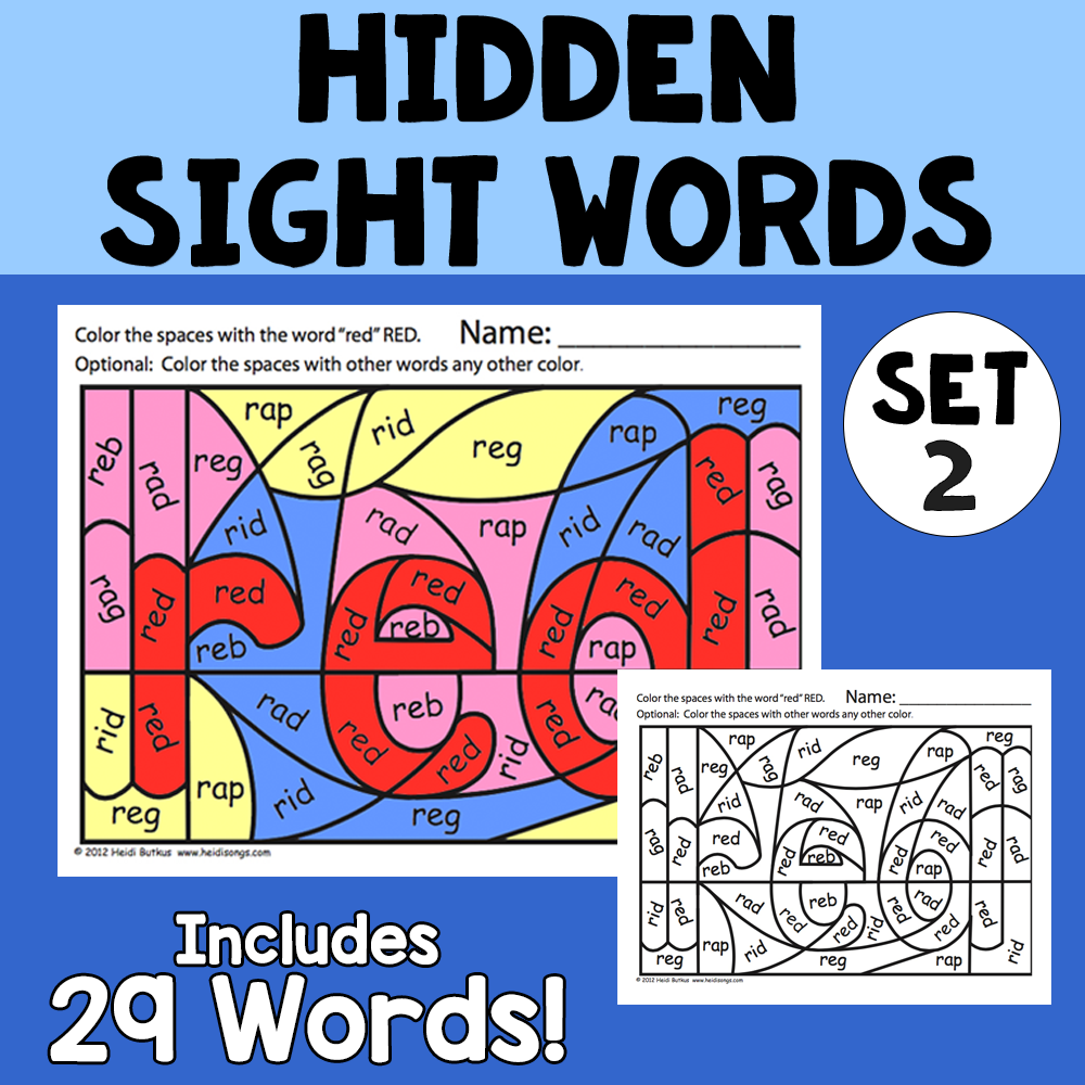 Sight Words 2 - Hidden Sight Word Worksheets