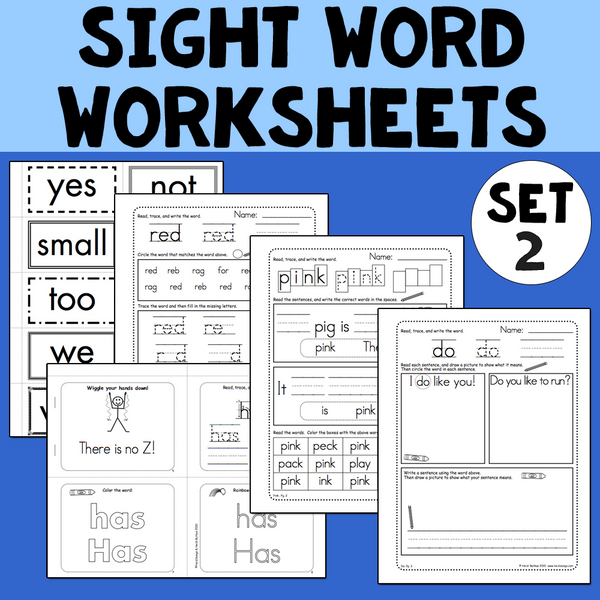 Sight Words 2 - Worksheets, Mini-Songbooks, and Flashcards