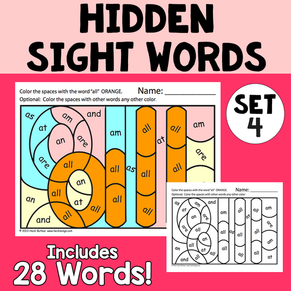 Sight Words 4 - Hidden Sight Word Worksheets