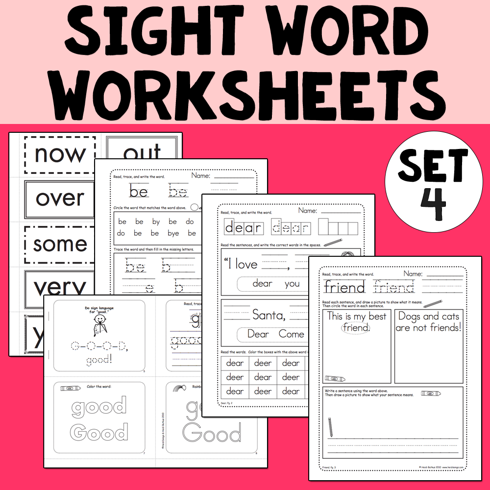 Sight Words 4 - Worksheets, Mini-Songbooks, and Flashcards