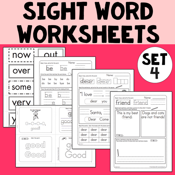 Sight Words 4 - Worksheets, Mini-Songbooks, and Flashcards