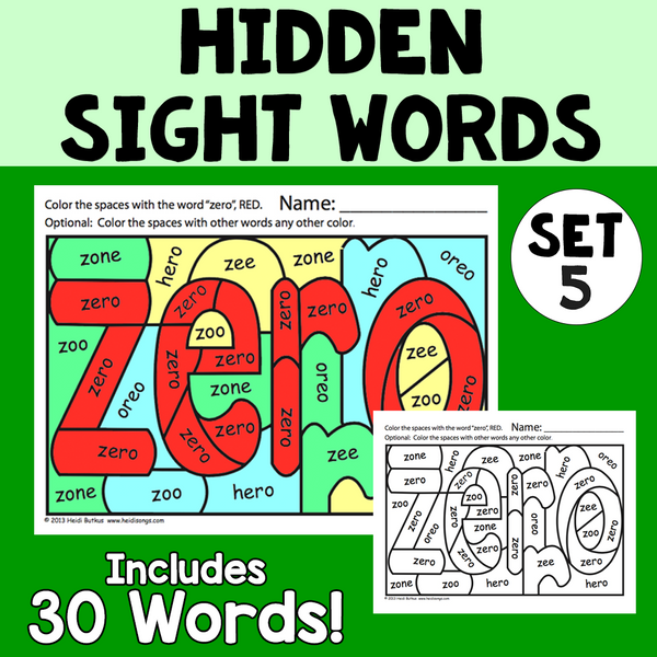 Sight Words 5 - Hidden Sight Word Worksheets
