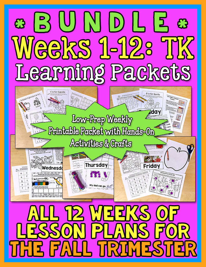 Weekly Learning Packets: Fall Bundle Weeks 1-12