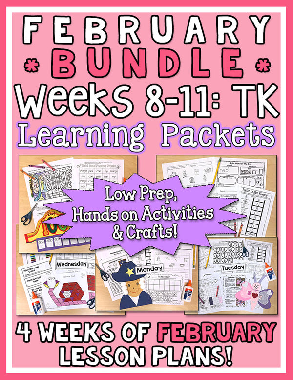 TK Weekly Learning Packet FEBRUARY Bundle: Winter Weeks 8-11