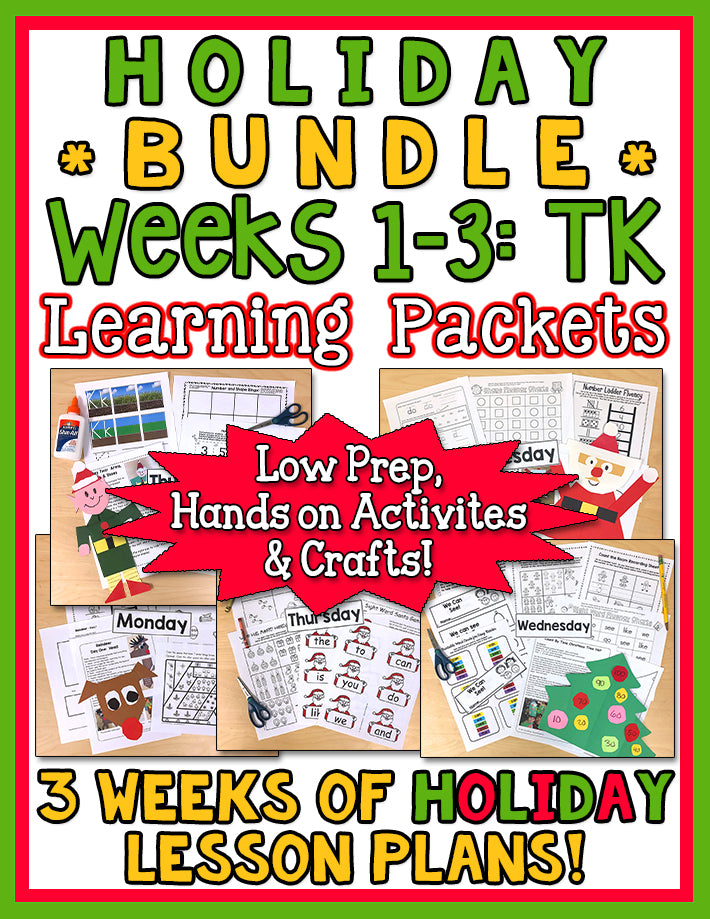 TK Weekly Learning Packet Bundle: Winter Weeks 1-3