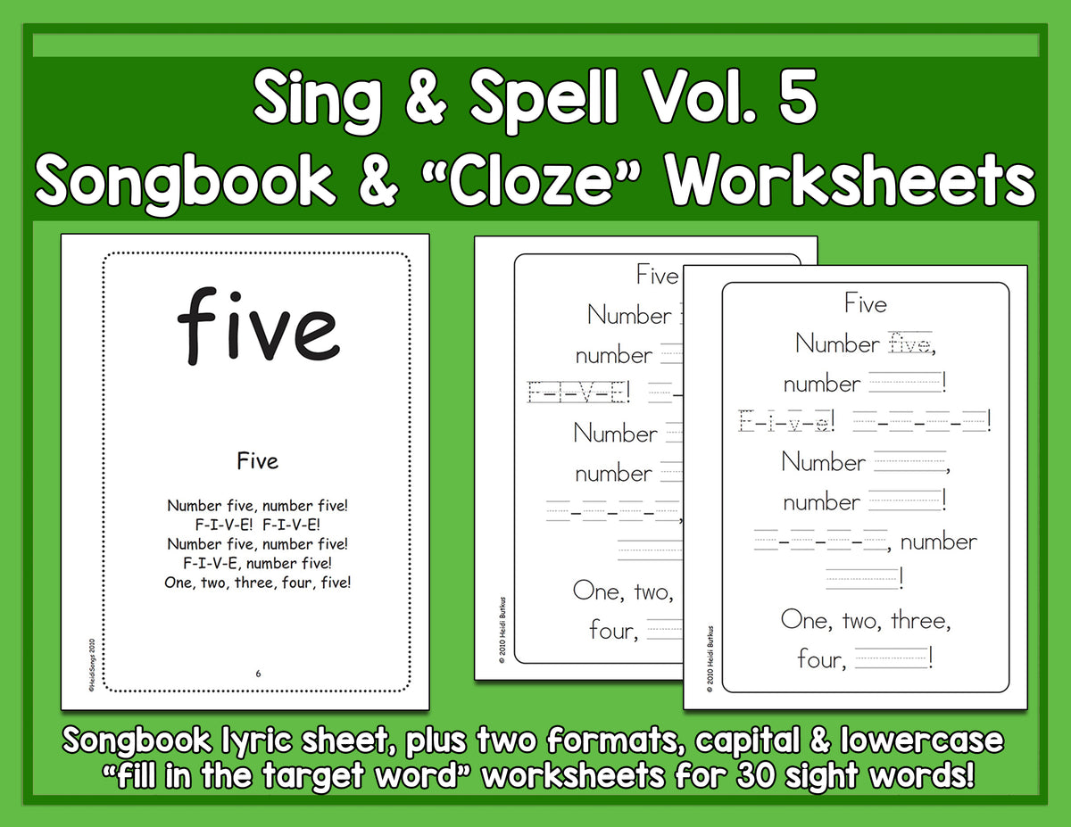 Sight Words 5 - Songbook & Worksheets