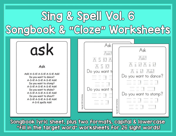 Sight Words 6 - Songbook & Worksheets
