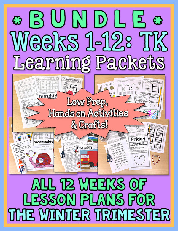 TK Weekly Learning Packets: WINTER BUNDLE Weeks 1-12